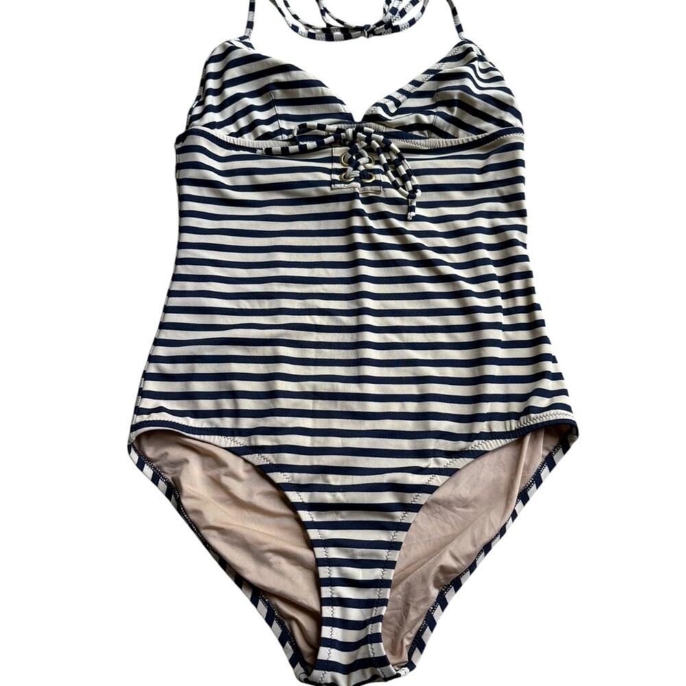 J. Crew Blue and cream One Piece Swimwear